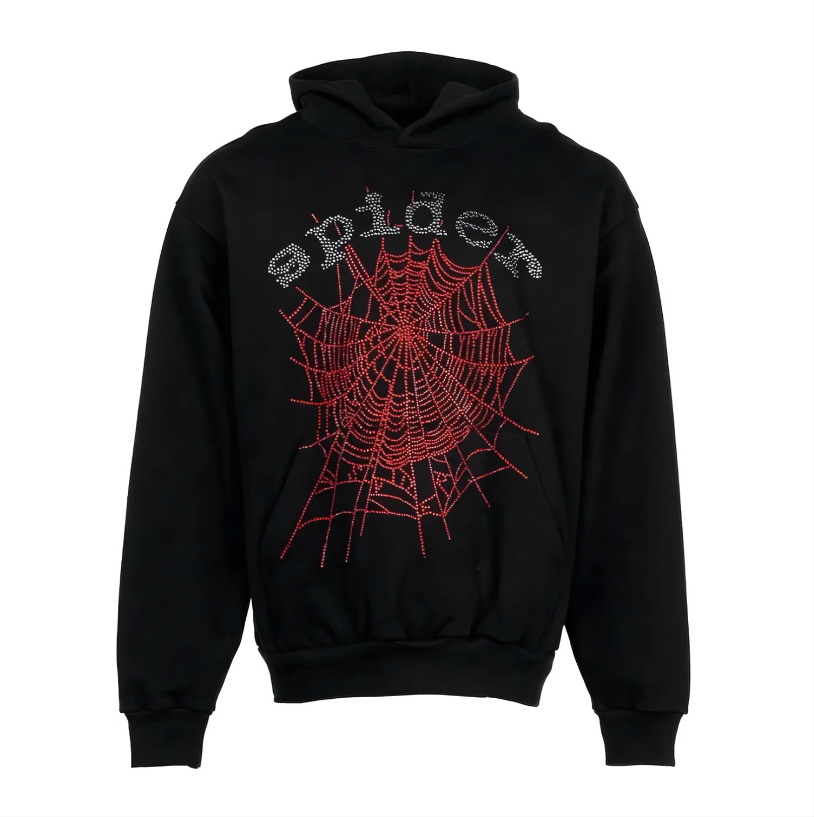 Sp5der OG Rhinestone Logo Hoodie Black