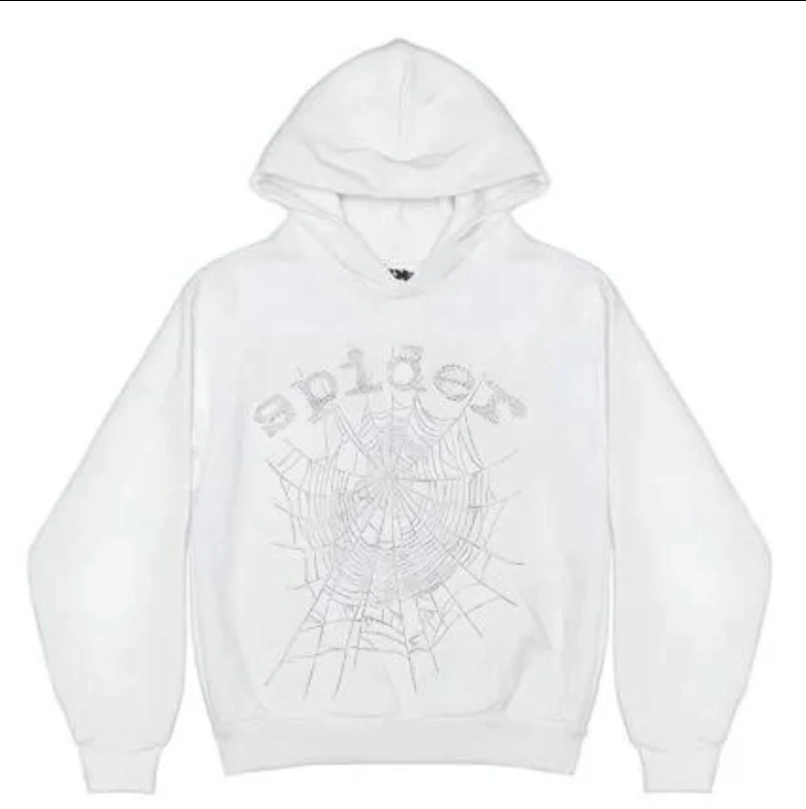 Sp5der OG Rhinestone Logo Hoodie White