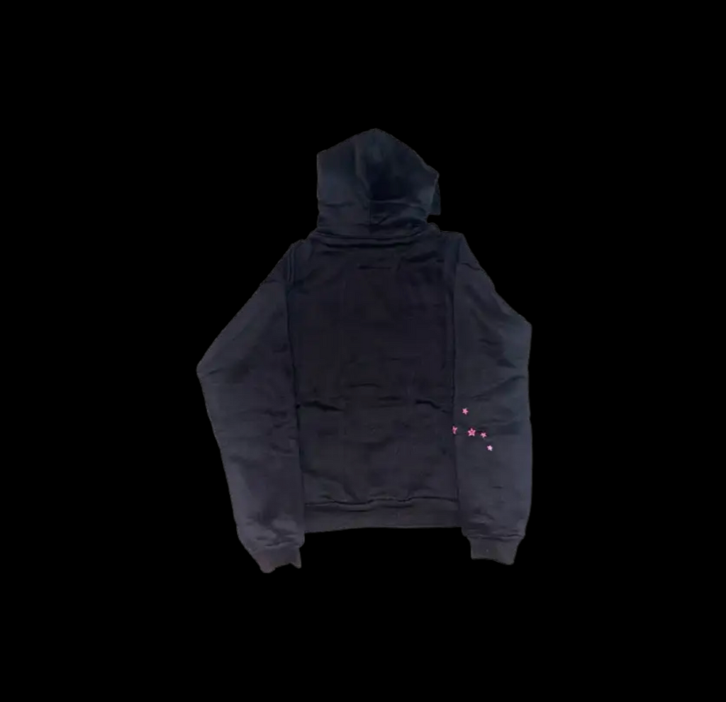 Sp5der Angel Number 666 Hoodie Black/Pink