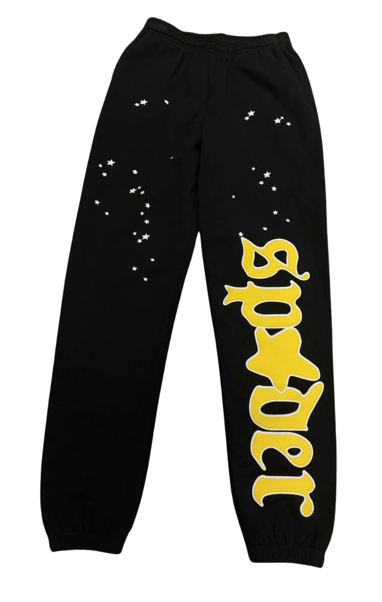 Sp5der Worldwide Black Yellow Sweatpants