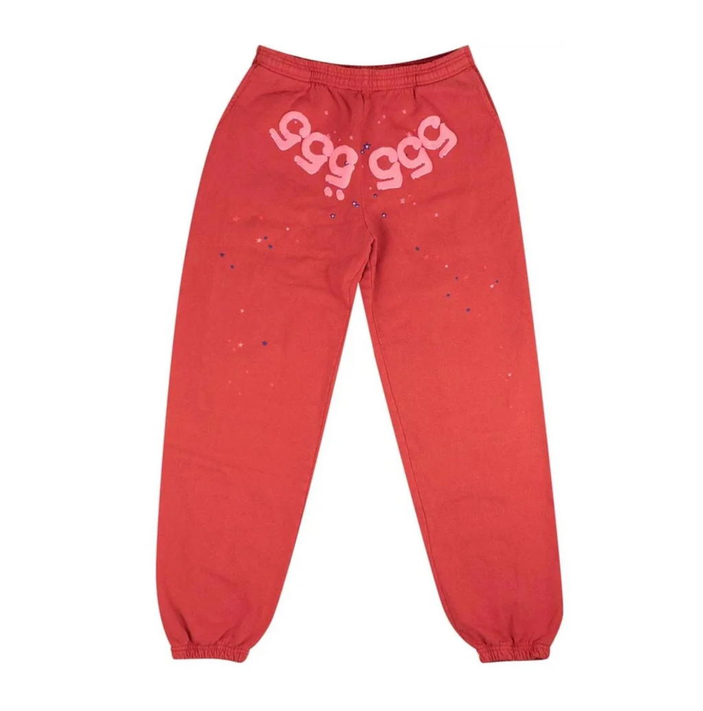Sp5der Worldwide Red Angel Number 555 Sweatpants Red
