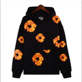 Denim Tears Cotton Wreath Hoodie Black Flame Print