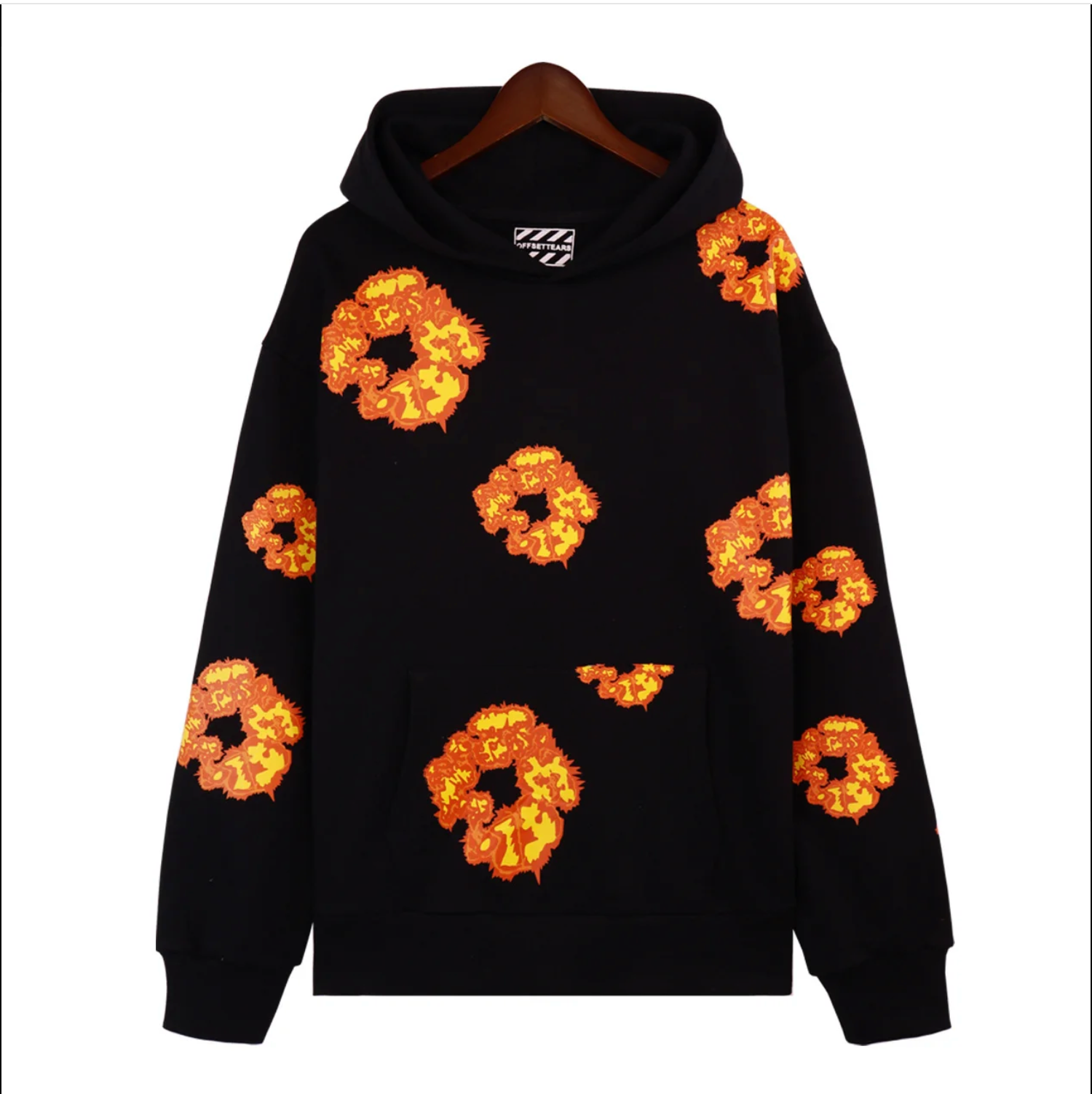 Denim Tears Cotton Wreath Hoodie Black Flame Print
