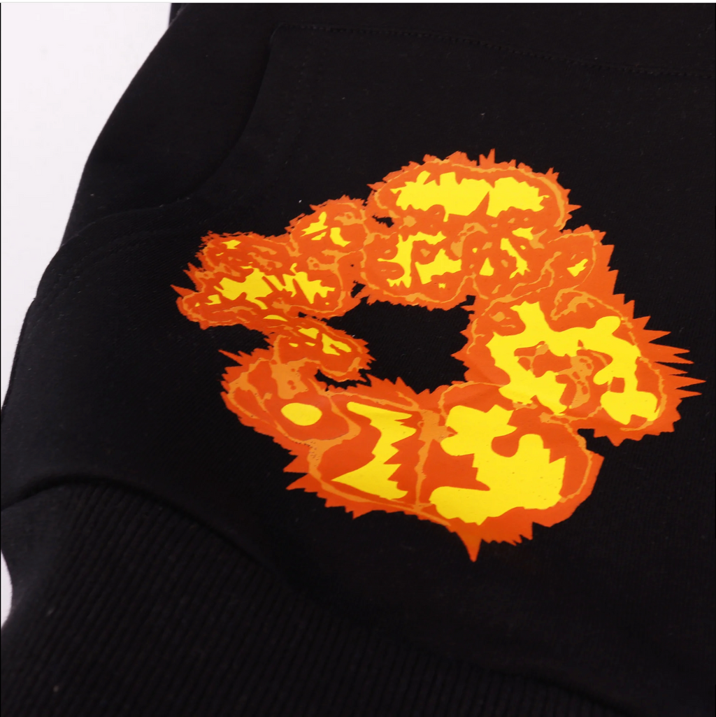 Denim Tears Cotton Wreath Hoodie Black Flame Print