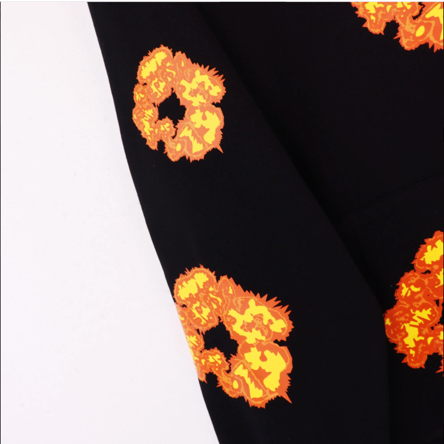Denim Tears Cotton Wreath Hoodie Black Flame Print