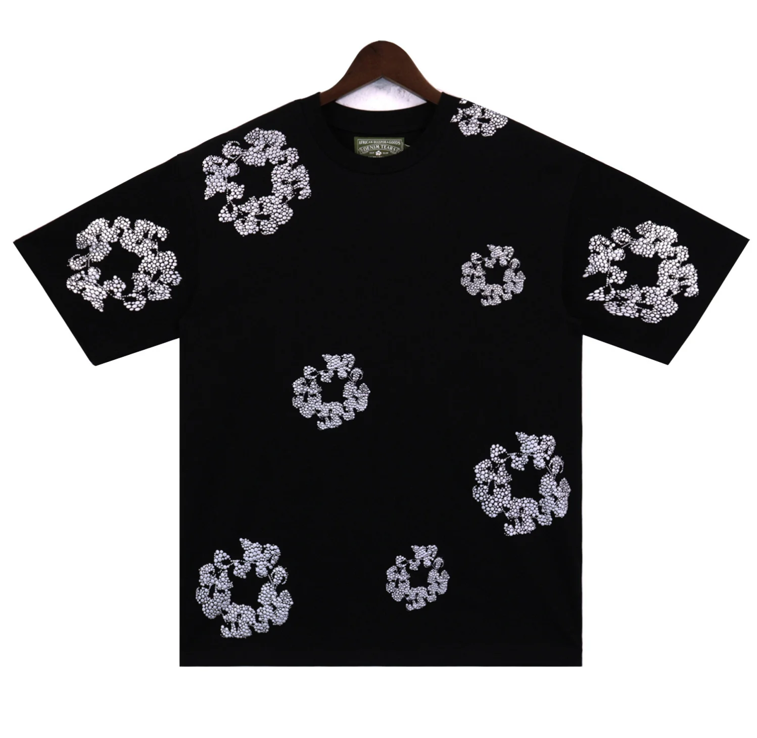Denim Tears Black Cotton Wreath T-Shirt White Print
