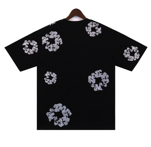 Denim Tears Black Cotton Wreath T-Shirt White Print